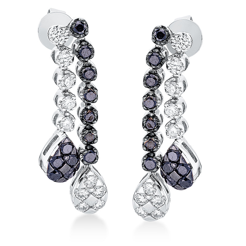 Earrings 18 kt WG, partly black rhodium-plated