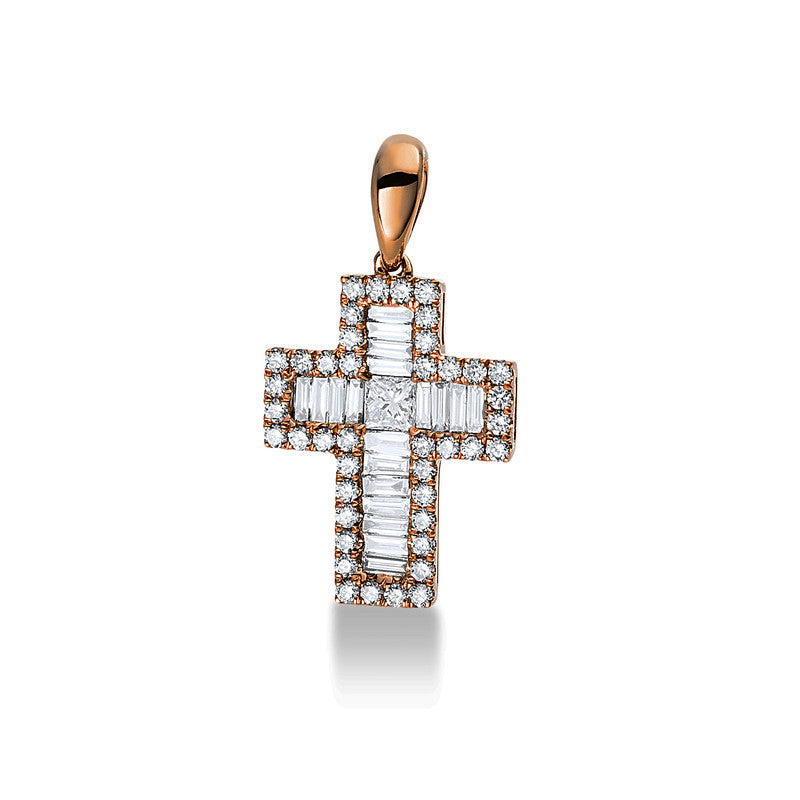 Pendant 14 kt RG cross, with eyelet