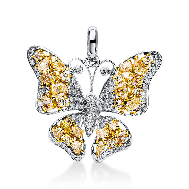 14 kt WG+GG butterfly pendant with eyelet