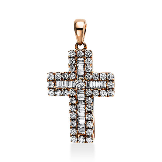 Pendant 18 kt rose gold cross, with eyelet