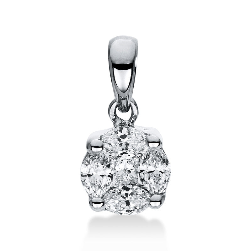 Pendant 4 prongs 18 kt white gold