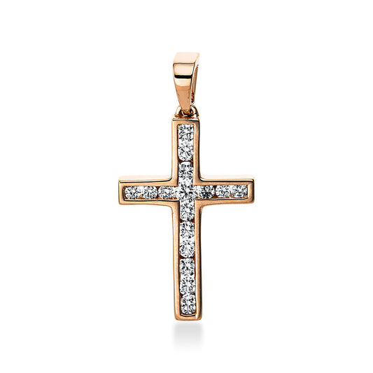 Pendant 18 kt rose gold cross, with eyelet