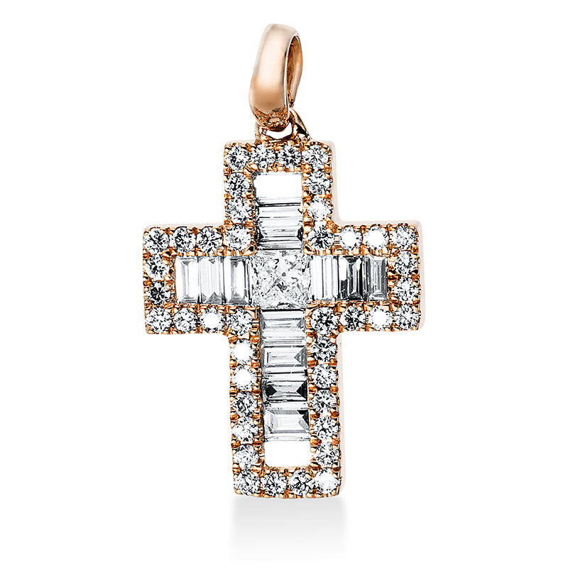 Pendant 18 kt rose gold cross, with eyelet