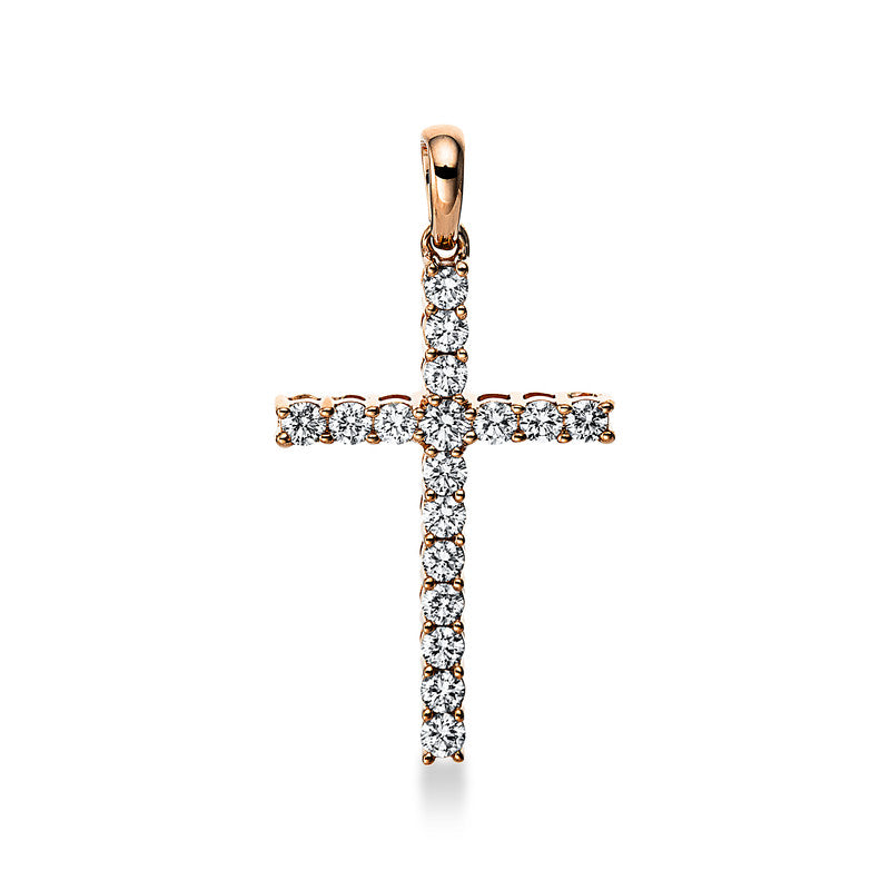 Pendant 18 kt rose gold cross, with eyelet