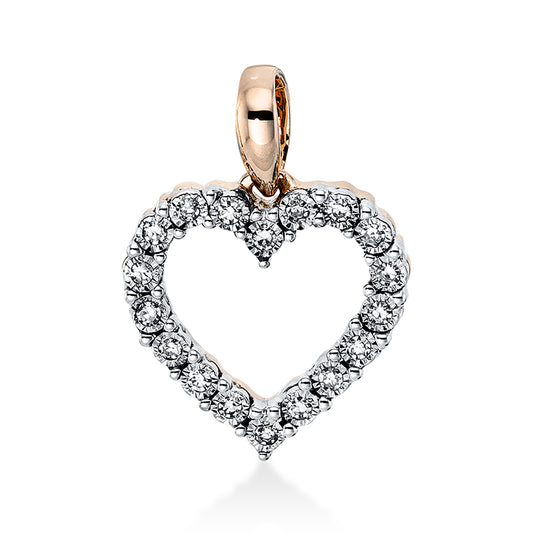 Pendant 18 kt RG+WG heart, with eyelet