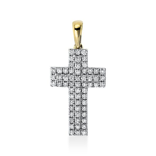 Pendant 18 kt GG+WG cross, with eyelet