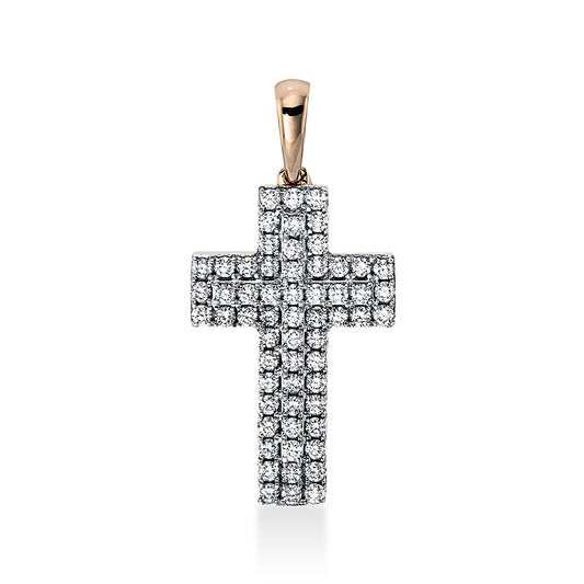 Pendant 18 kt RG+WG cross, with eyelet