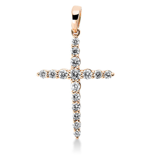 Pendant 18 kt rose gold cross, with eyelet