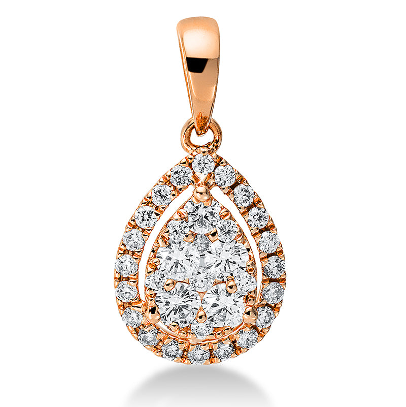 Pendant 18 kt rose gold teardrop, with eyelet