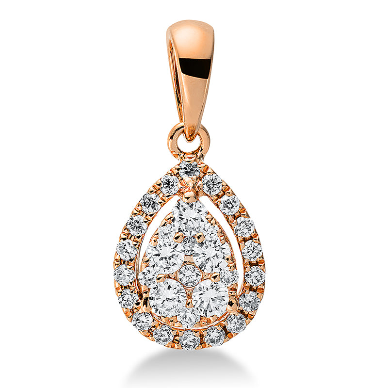 Pendant 18 kt rose gold teardrop, with eyelet