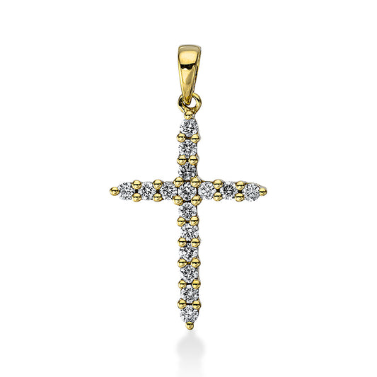 18 kt cross gold pendant with eyelet