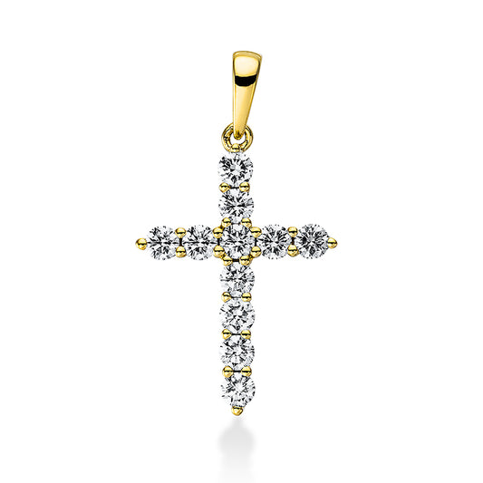 18 kt cross gold pendant with eyelet