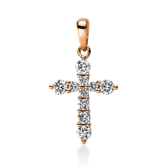 Pendant 18 kt rose gold cross, with eyelet