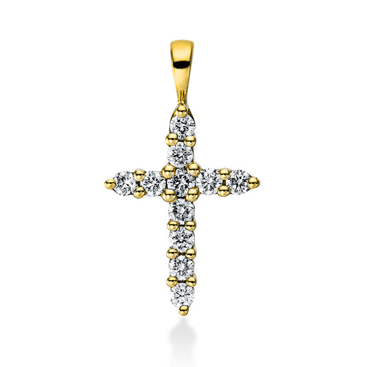 18 kt cross gold pendant with eyelet