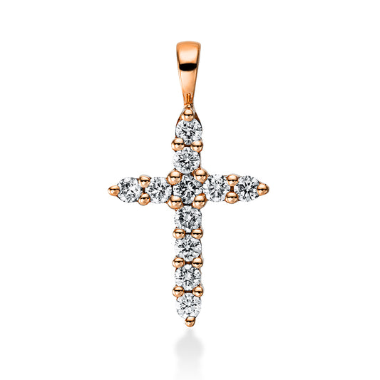 Pendant 18 kt rose gold cross, with eyelet