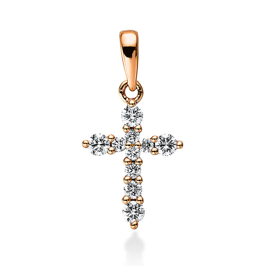 Pendant 18 kt rose gold cross, with eyelet