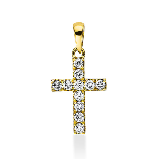 18 kt cross gold pendant with eyelet