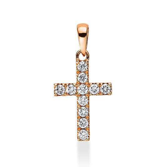 Pendant 18 kt rose gold cross, with eyelet