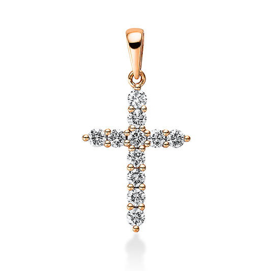 Pendant 18 kt rose gold cross, with eyelet