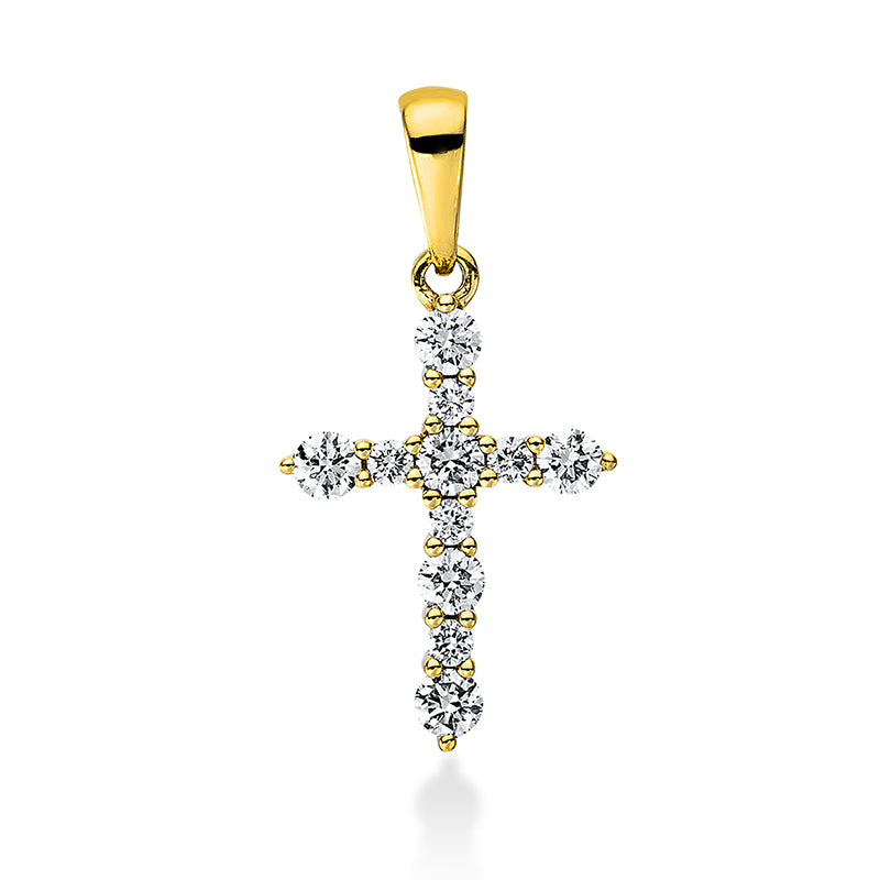 18 kt cross gold pendant with eyelet