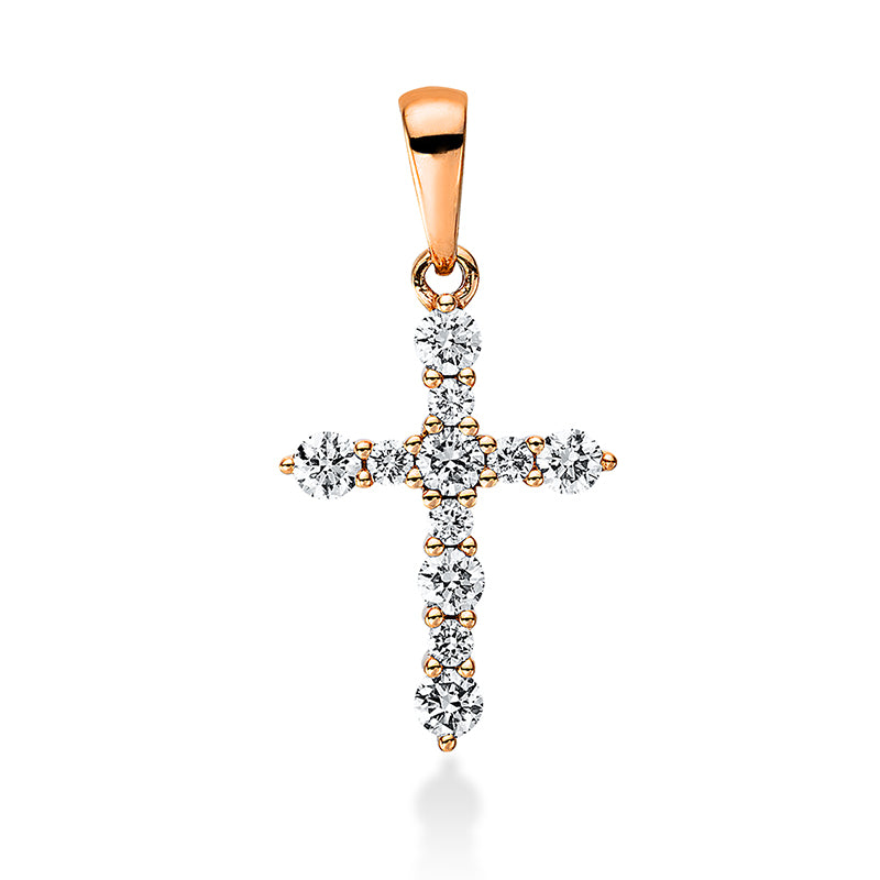 Pendant 18 kt rose gold cross, with eyelet