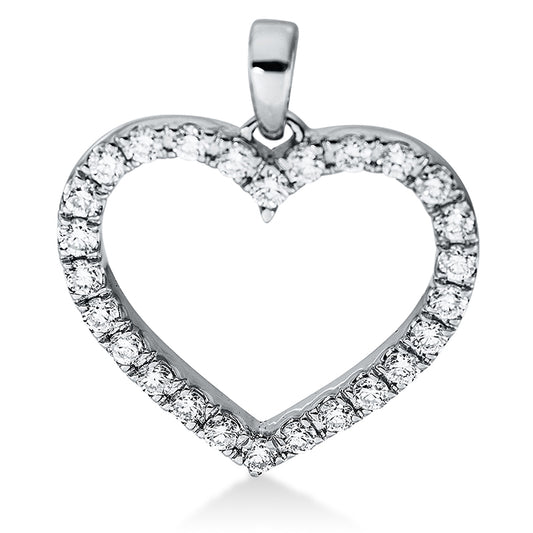 18 kt WG heart pendant with eyelet