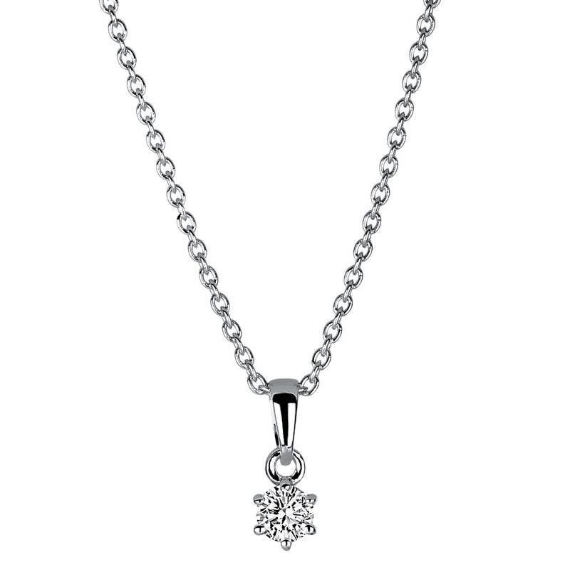 Necklace 6 prongs 14 kt white gold, with eyelet