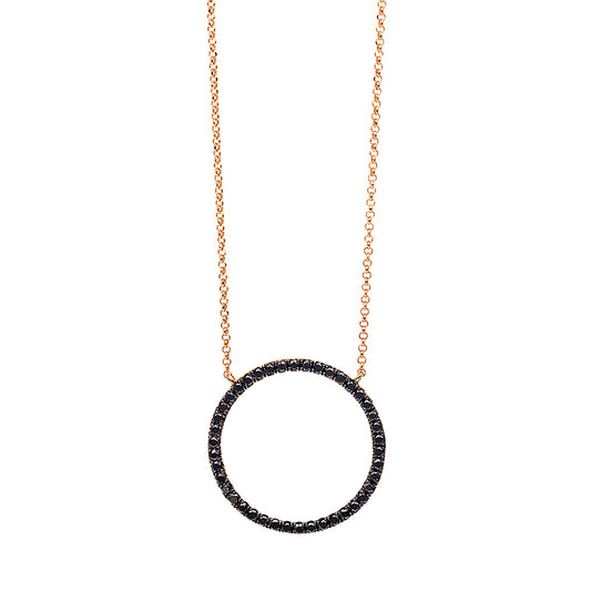 Necklace 18 kt RG circle, setting black rhodium-plated