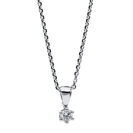 Necklace 6 prongs 14 kt white gold