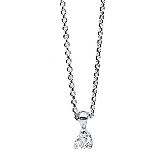 Necklace 3 prongs 14 kt white gold