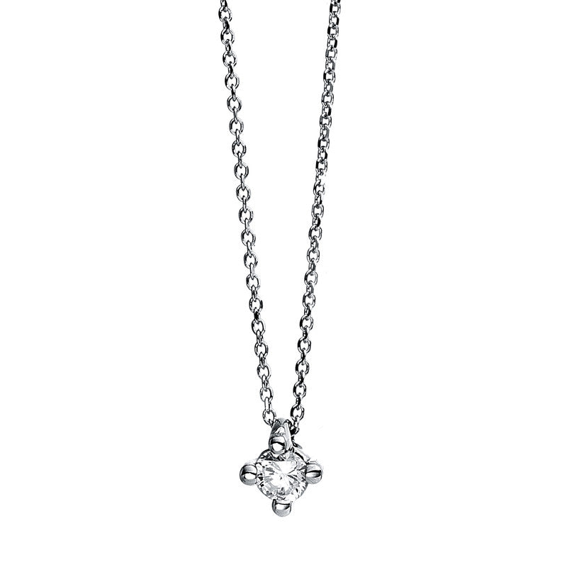 Necklace 4 prongs 18 kt white gold