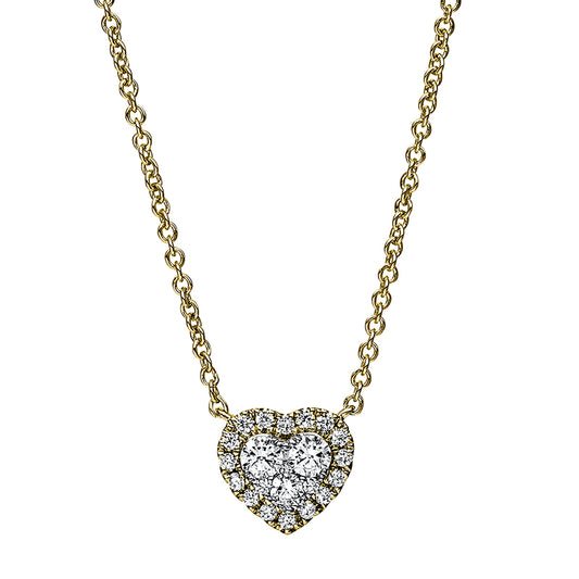 Necklace 14 kt GG+WG heart