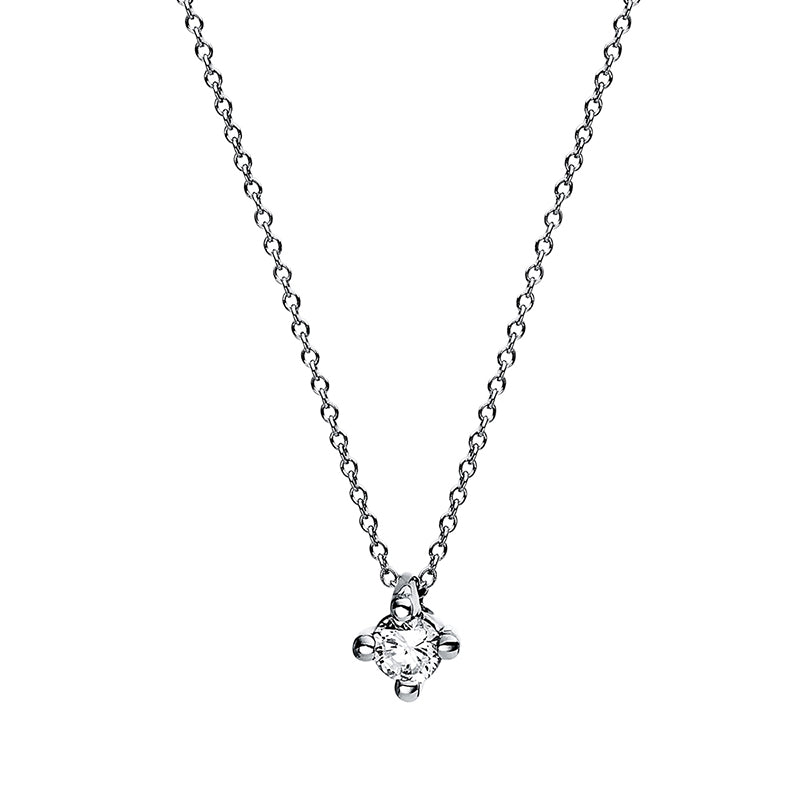 Necklace 4 prongs 18 kt white gold