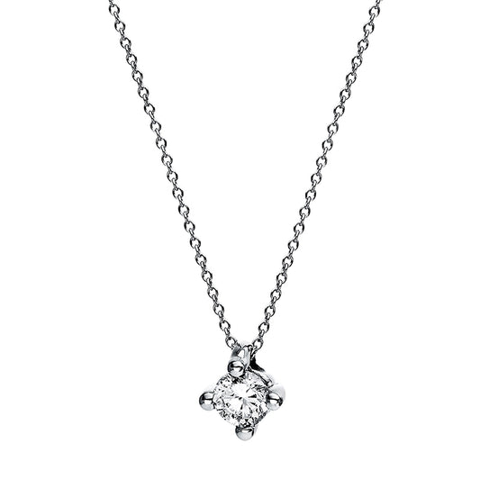 Necklace 4 prongs 14 kt white gold