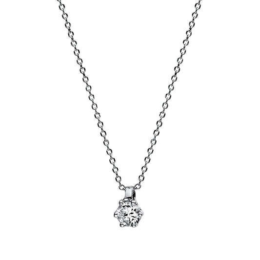 Necklace 6 prongs 18 kt white gold