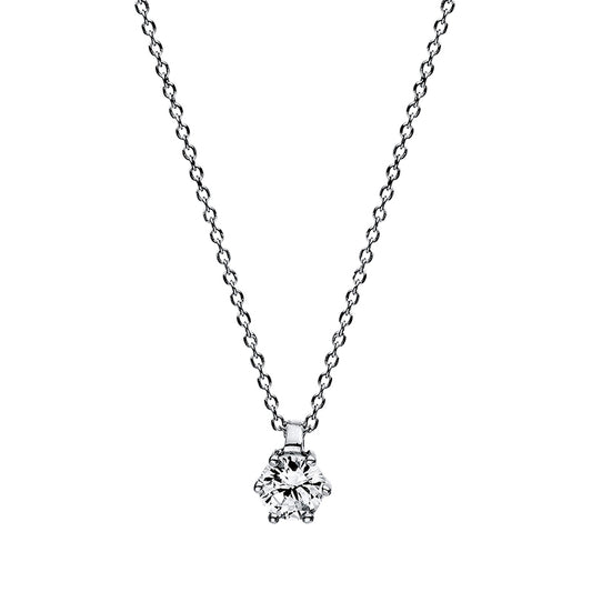 Necklace 6 prongs 14 kt white gold