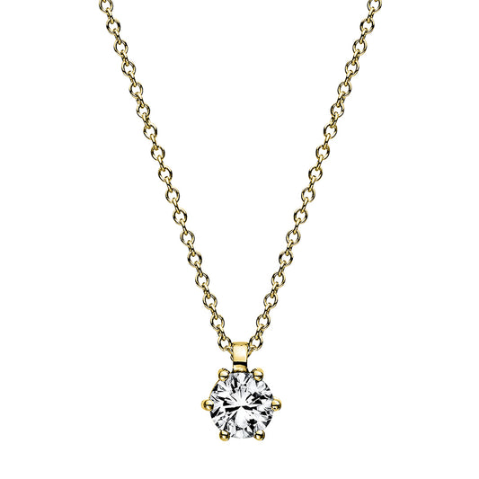 Necklace 6 prongs 18 kt gold, GIA7376637367