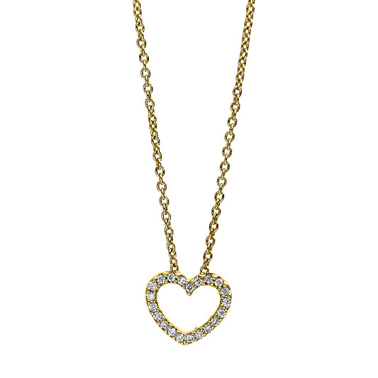 Necklace 14 kt gold heart, with ZÖ 40 cm