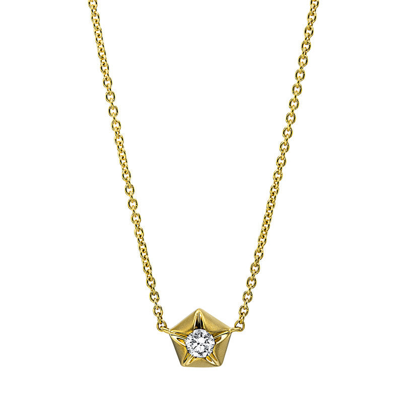 Necklace 18 kt gold star, matted