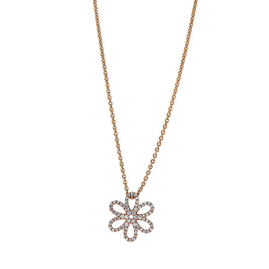 Necklace 18 kt rose gold flowers