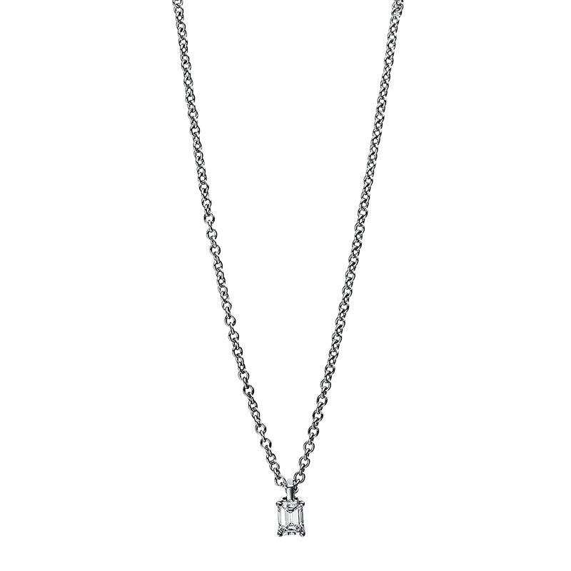 Necklace 4 prongs 18 kt white gold, carabiner