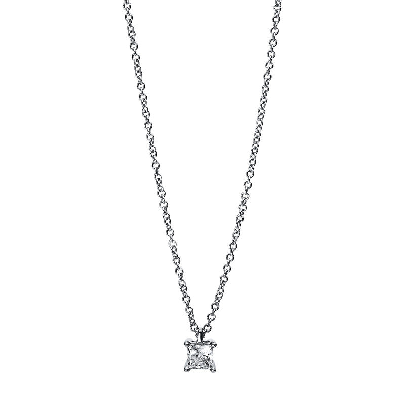 Necklace 4 prongs 18 kt white gold, carabiner