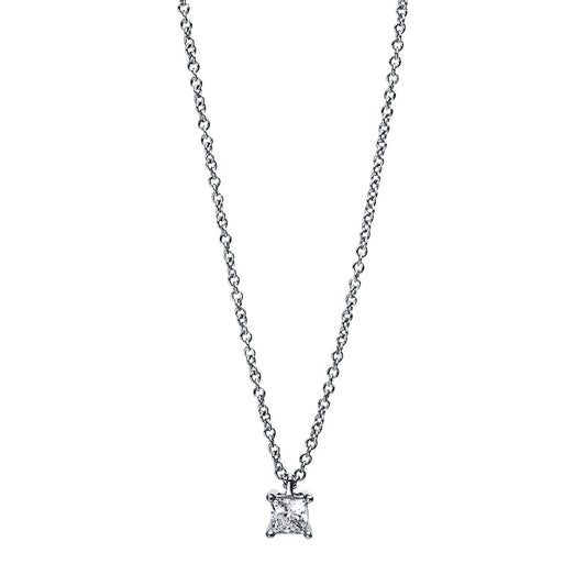 Necklace 4 prongs 18 kt white gold, carabiner