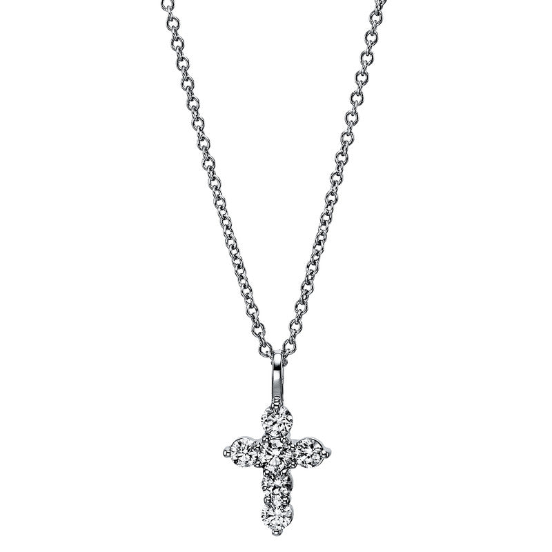 Necklace 18 kt white gold cross, with eyelet