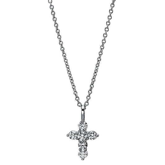 Necklace 18 kt white gold cross, with eyelet