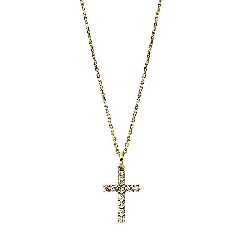 Collier 18 kt GG Kreuz, mit Öse