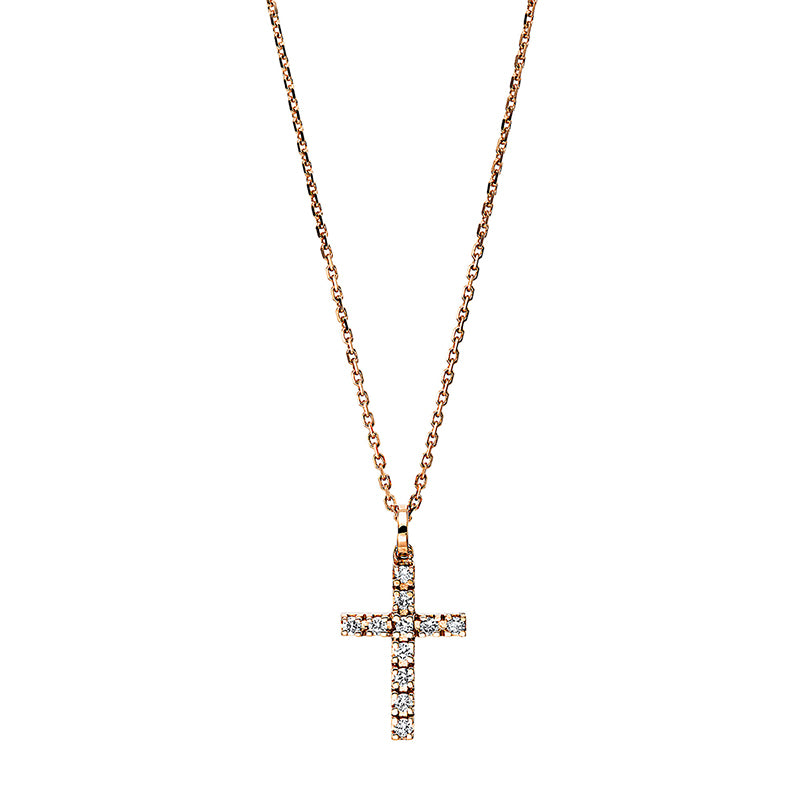 Necklace 18 kt RG cross, with eyelet