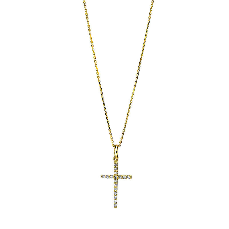 Collier 18 kt GG Kreuz, mit Öse