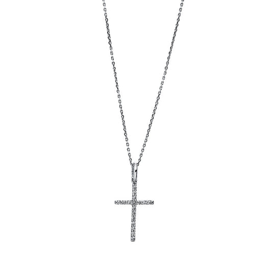 Necklace 18 kt white gold cross, with eyelet