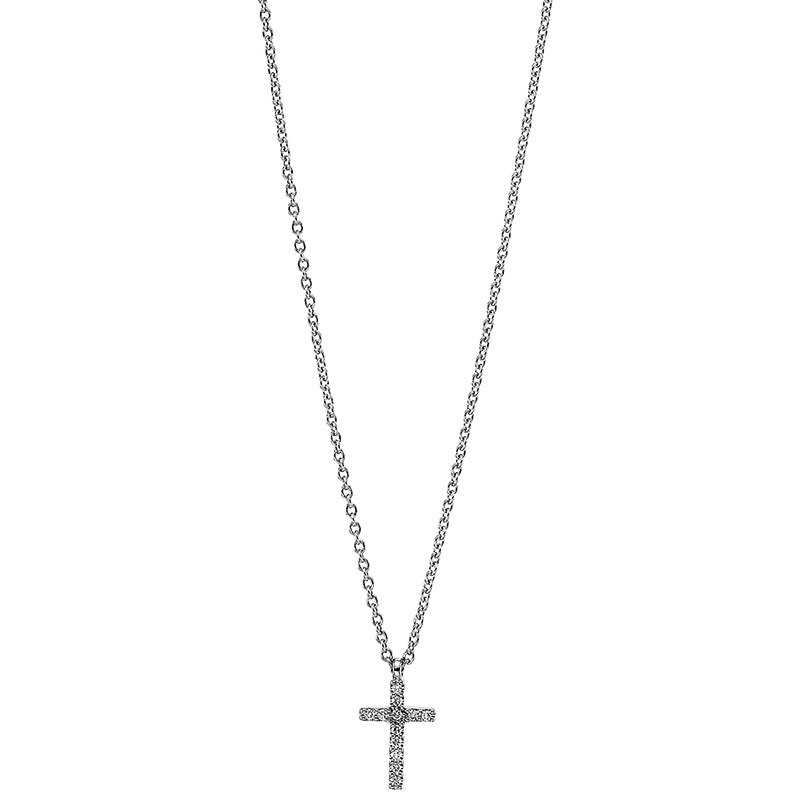 Necklace 18 kt white gold cross, with eyelet